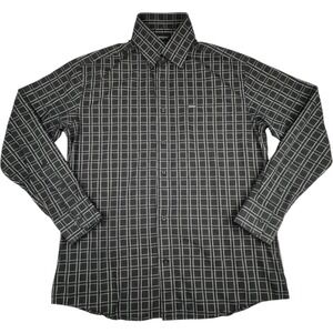 Enyce Mens Button Down Shirt XL Black White Grid Cotton Streetwear Casual